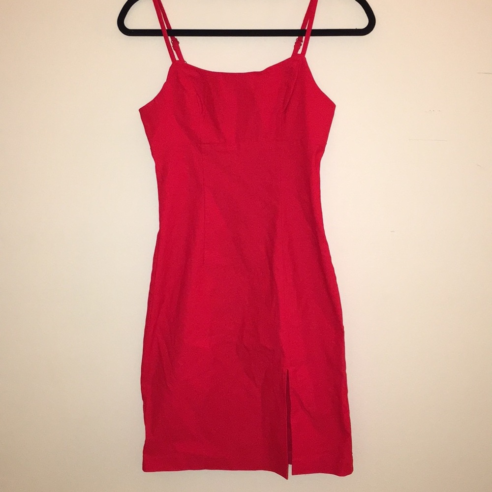 Red Bodycon 90s Inspired Dress w/ Small Slit